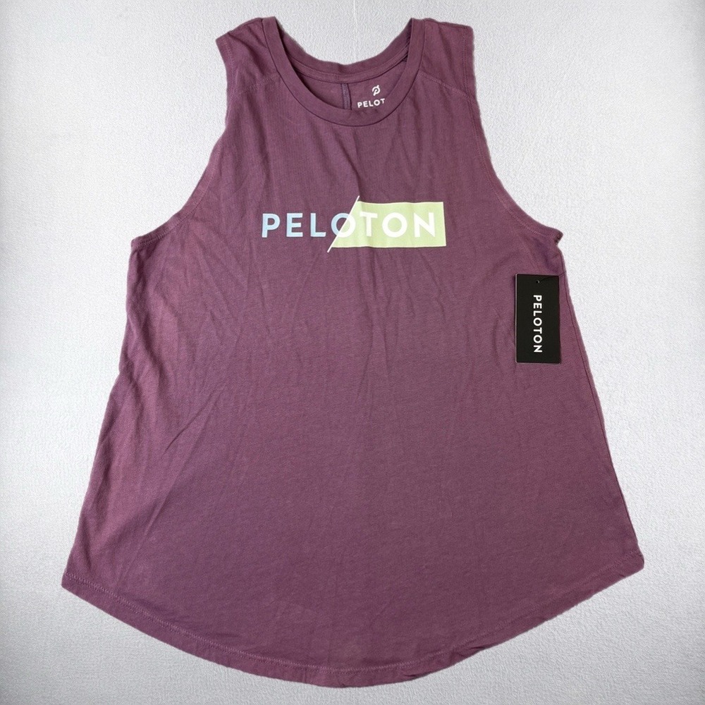 Peloton Studio Scoop Tank Womens Medium Purple Graphic Activewear SU121 TAGS